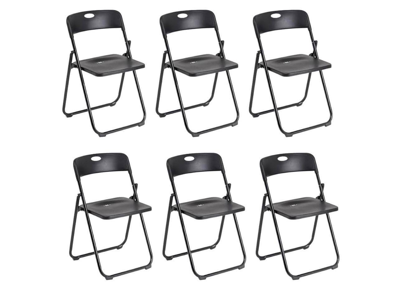 Set di 6 sedie pieghevoli nere