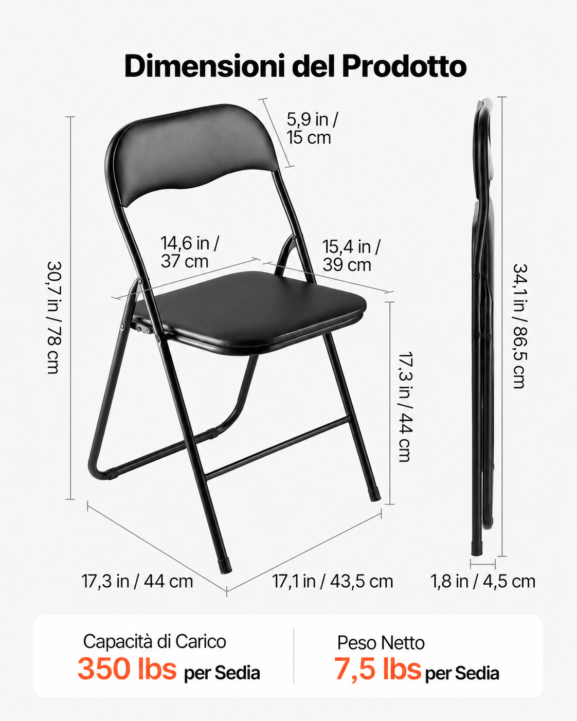 Dimensioni sedie pieghevoli
