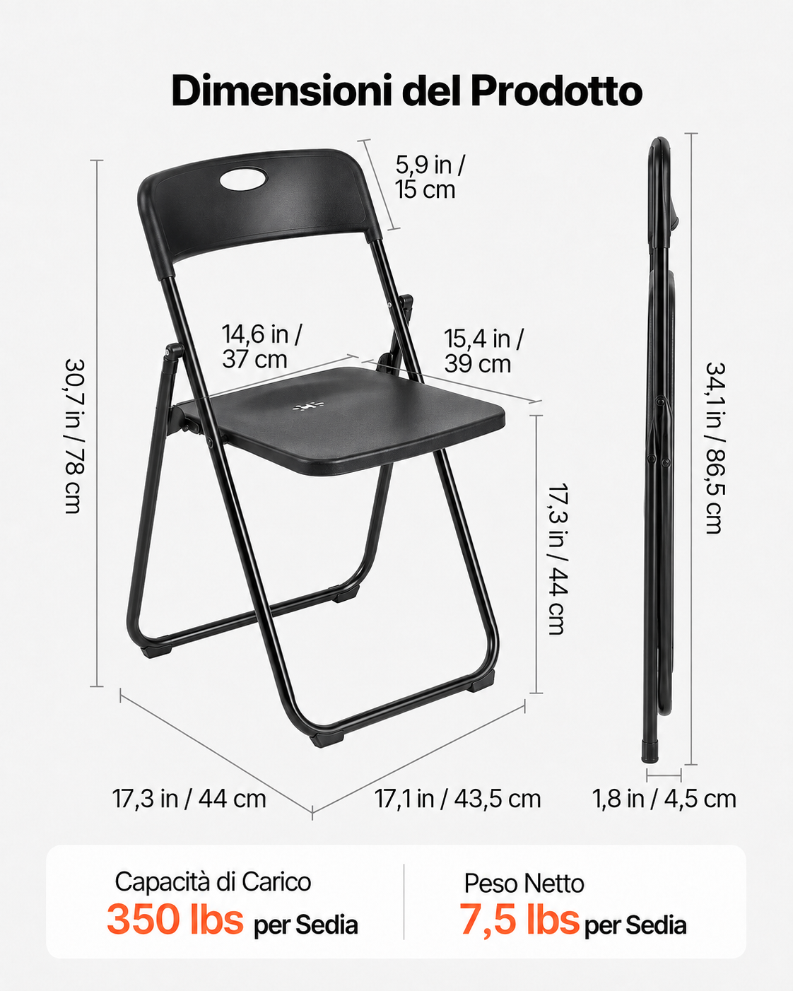 Dimensioni sedie pieghevoli